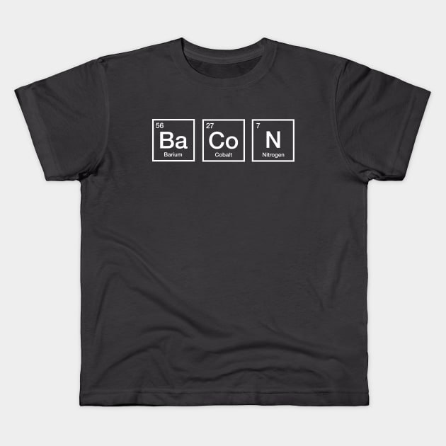 Bacon Periodic Table Kids T-Shirt by bluemetaldog